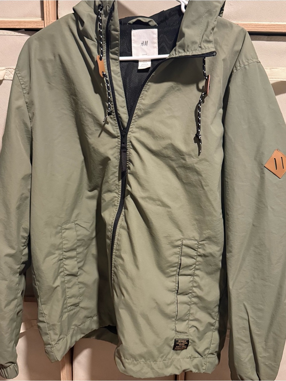 H&M Olive Green Hooded Windbreaker Jacket